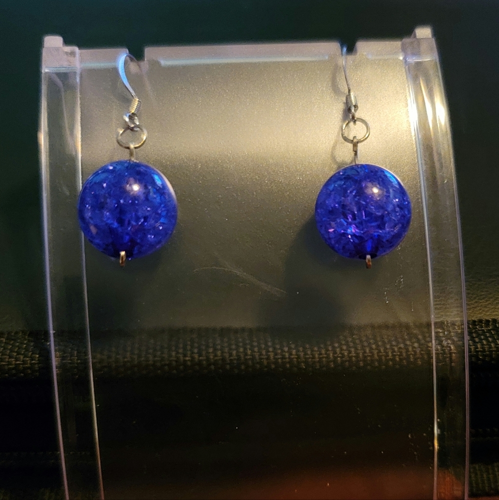 Blue Globe-like Earrings - Picture 1 of 1